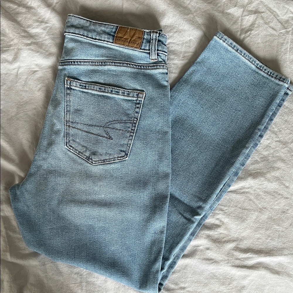 AE Stretch High Rise Jeans Straight Leg Size 8